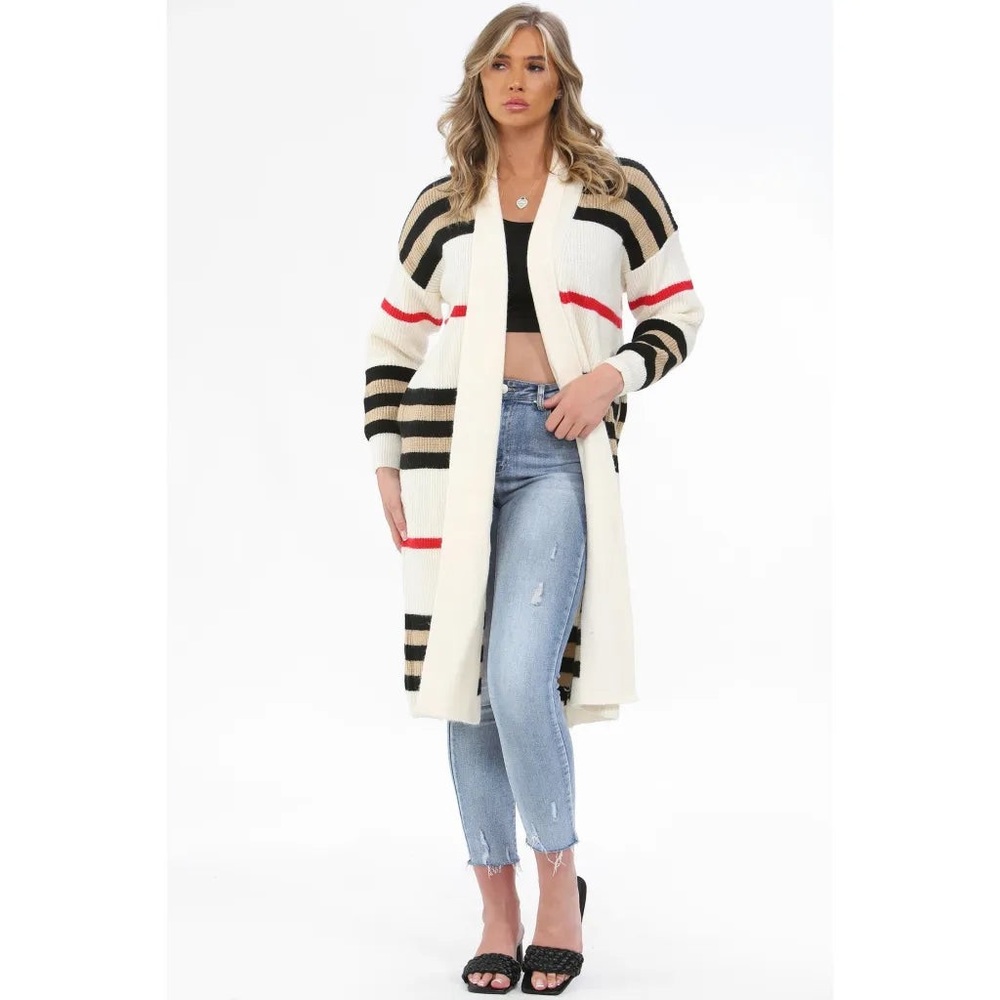White striped cardigan, size small, worn once